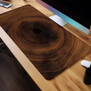 Wood Grain Pattern Mouse Pad, Rectangle Gaming Mouse Pad, Non-Slip Rubber Base Stitched Edge Desk Pad for Desk Laptop Desktop