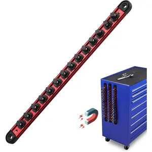 2-Pack Magnetic Wrench Organizer, 32-Slot Premium Wrench Rack Holder Tool Trays for Toolboxes Drawer Storage, SAE (1/4" - 1-1/16") & Metric (6mm - 24mm)