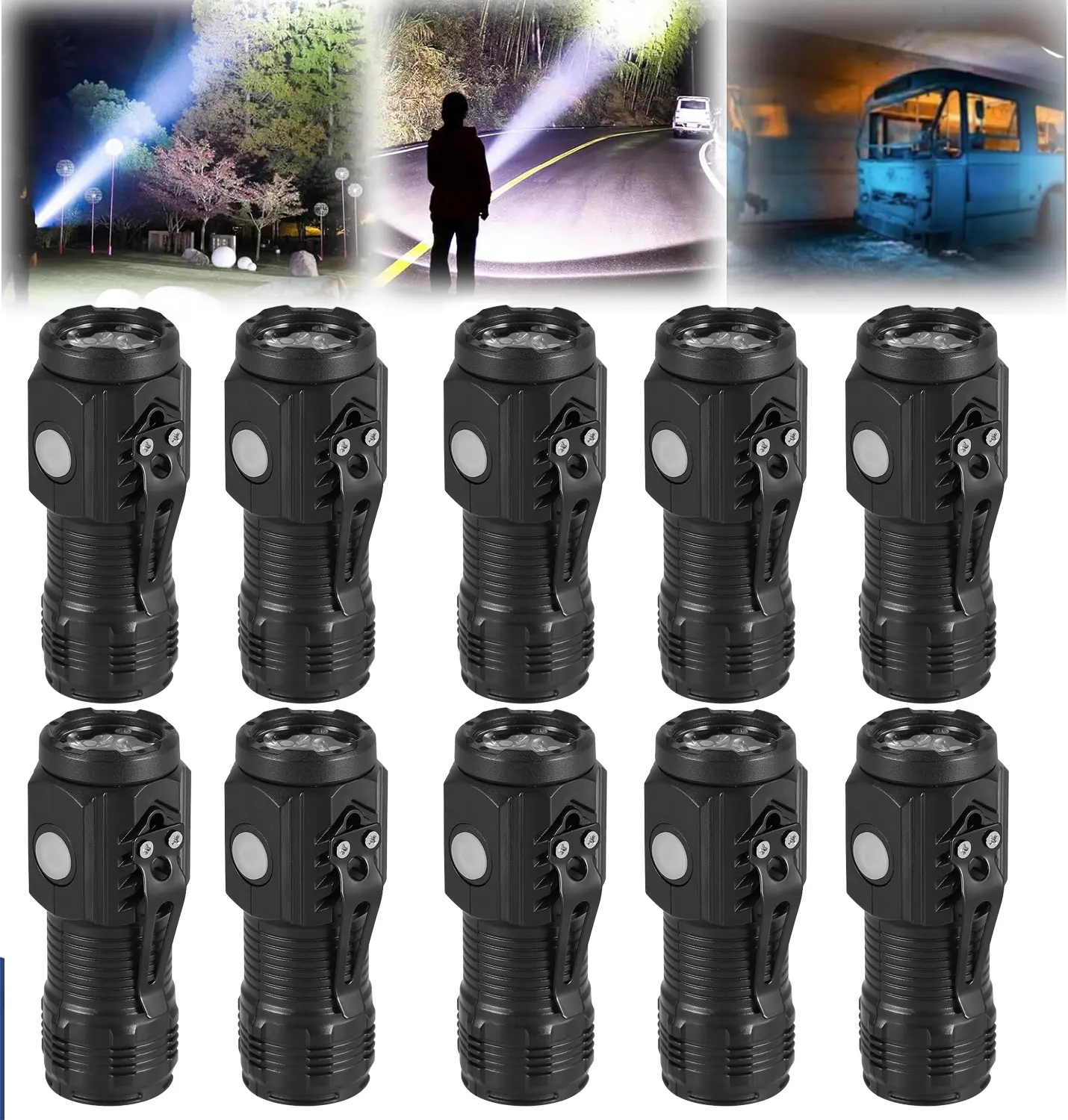 Dazone Mini Flashlight, USB Rechargeable LED Flash Light, 5 Modes, Waterproof, Suitable for Outdoor Survival
