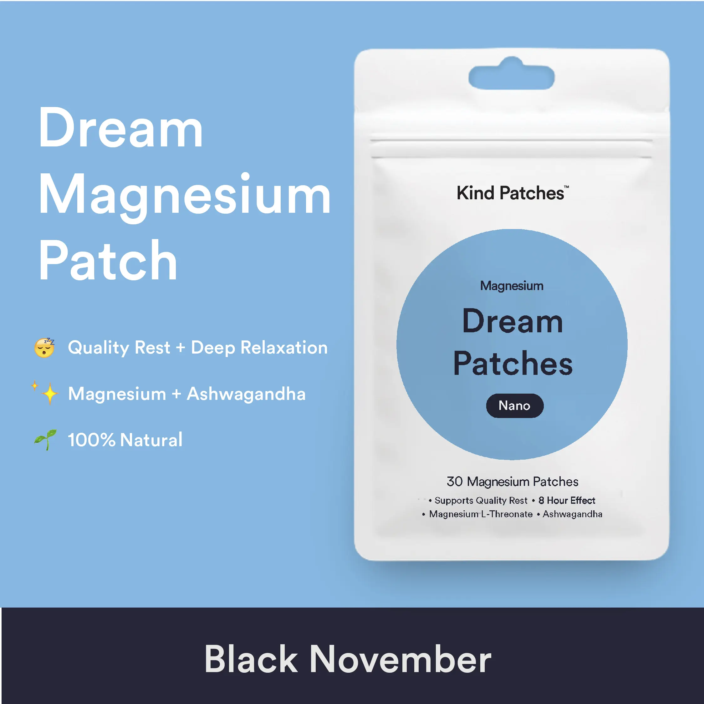 Kind Patches, Dream Patches, Support Quality Rest, 8 Hour Effect, Melatonin, Valerian Root, Magnesium L-Threonate, Ashwagandha, Nano