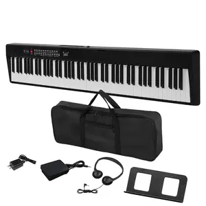 88-Key Semi-Weighted Folding Digital Piano (GPP-106) Musical Instrument, with Bluetooth MIDI, Handbag, Headphone, for Piano Lovers, Black