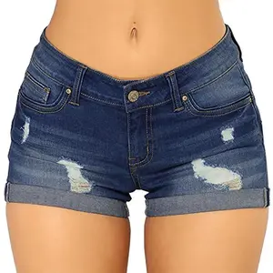 Summer Denim Shorts Women High Waisted Plus Size Ripped High Waisted Denim Shorts Stretchy Jean Shorts Women's Summer Shorts Bathing Bermuda