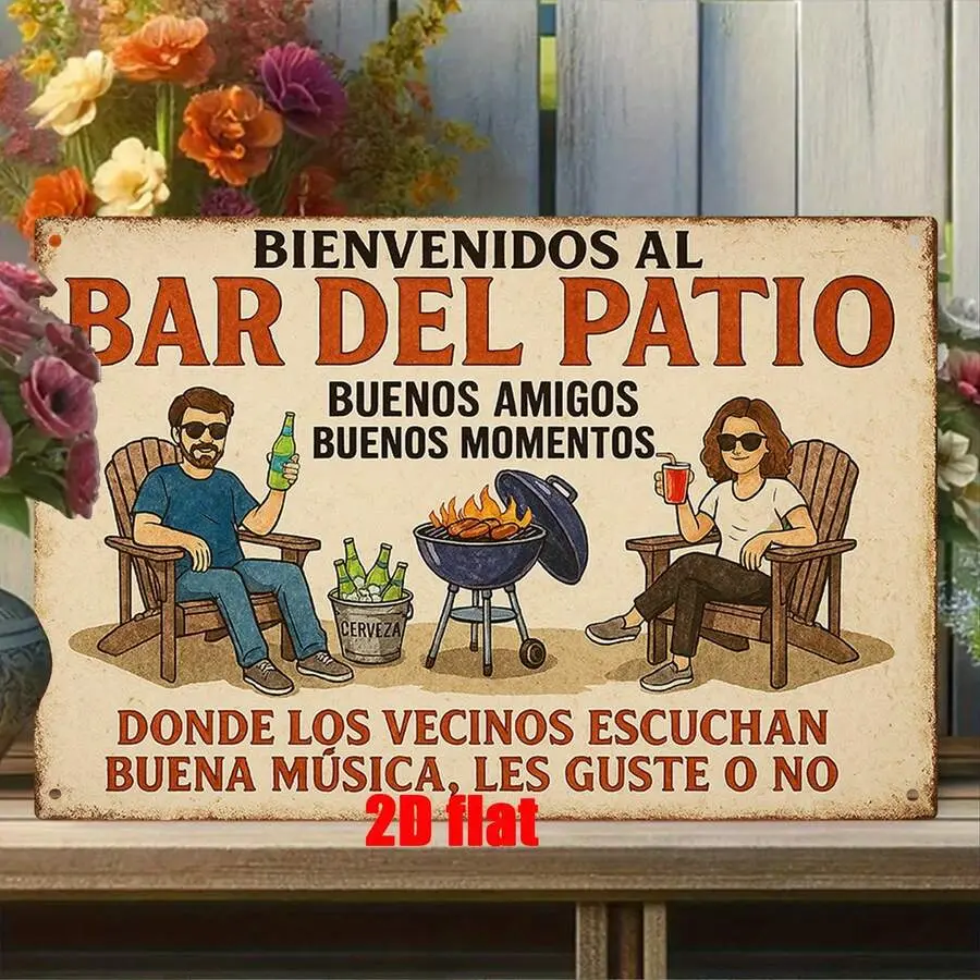 8x12 in Vintage Thin 2D Flat Iron Decorative Plaque Sign - Durable Anti-Fade Print, Easy-Install Outdoor Indoor Wall Porch Welcome Sign, Casual Spanish Home Decor, Gift-Ready Charm Housewarming Gift
