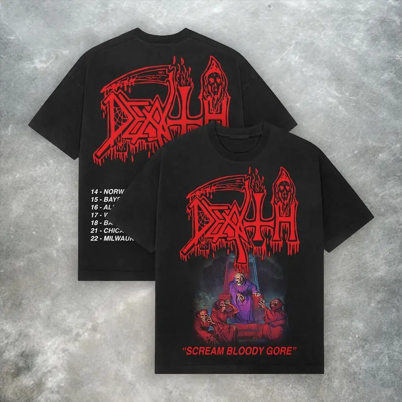 Death - Scream, Bloody, Gore Tee  Y2K Metal Band T-Shirt