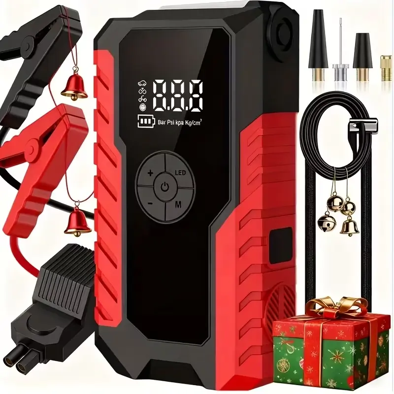10000mAh Portable Jump Starter with Air Compressor 150PSI 12V Car Battery Jump Box for 8L Gas & 6.5L Diesel Engines Wireless Safe Clamps for Easy Use