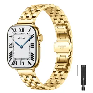 MISSAIR Luxury Classic 316L Stainless Steel Band – Compatible with Series 1-11, SE & Ultra, Women’s Dressy Adjustable Bracelet Strap