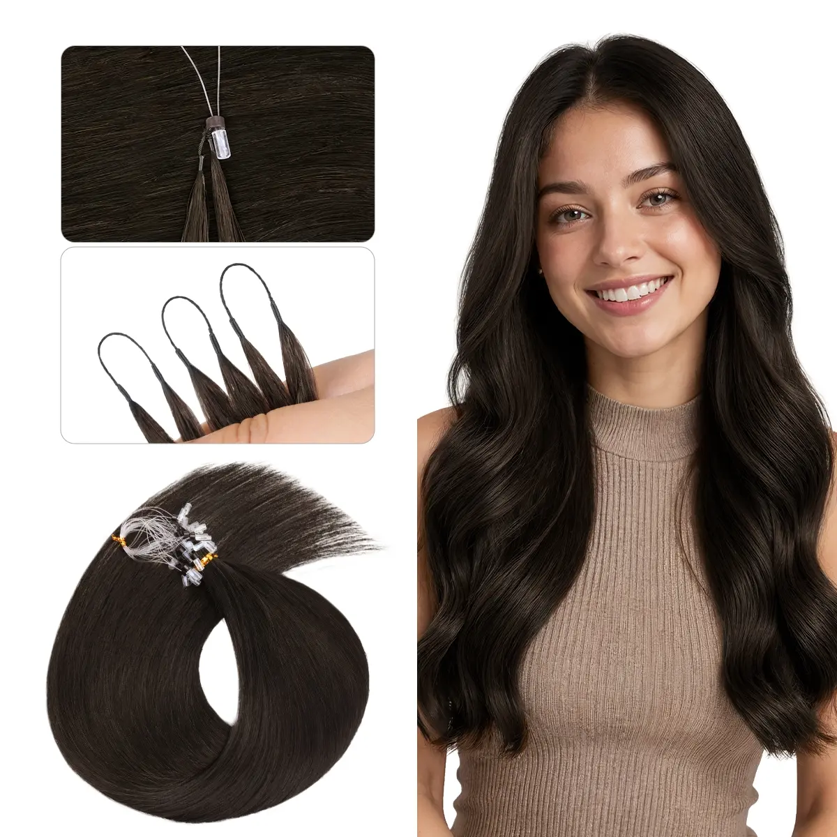 GOO GOO Micro Link Pro FeathDual Tip Hair Extensions Remy Human Hair, Invisible Loop Hair Extensions Straight Hair for Natural Look & Volume Summer Hair Reuseable Summer Hairstyles #sohochic