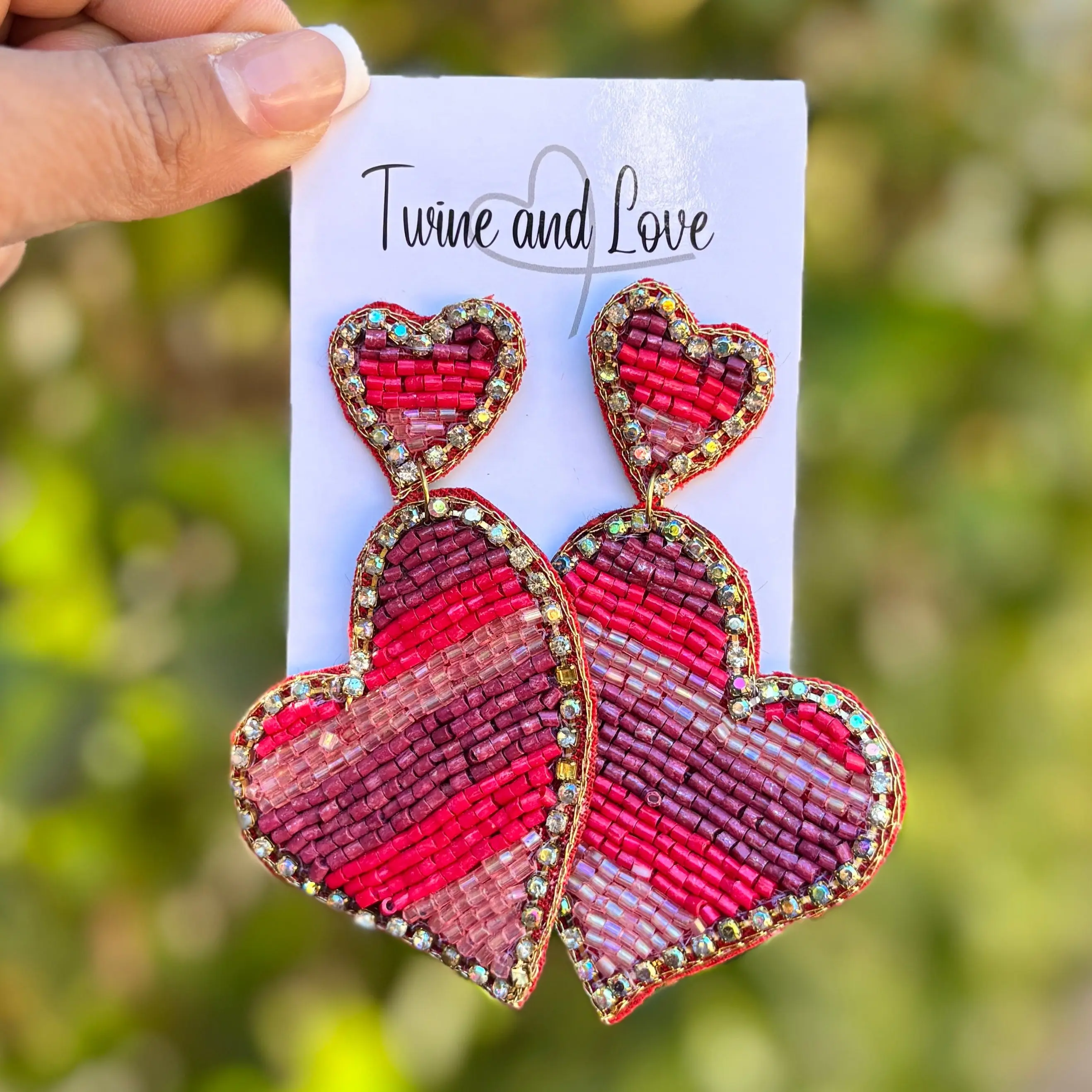 Valentines Heart Beaded Earrings