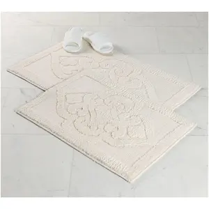 Superior 2 Piece Myra Medallion Washable Bath Rug Set, Medium