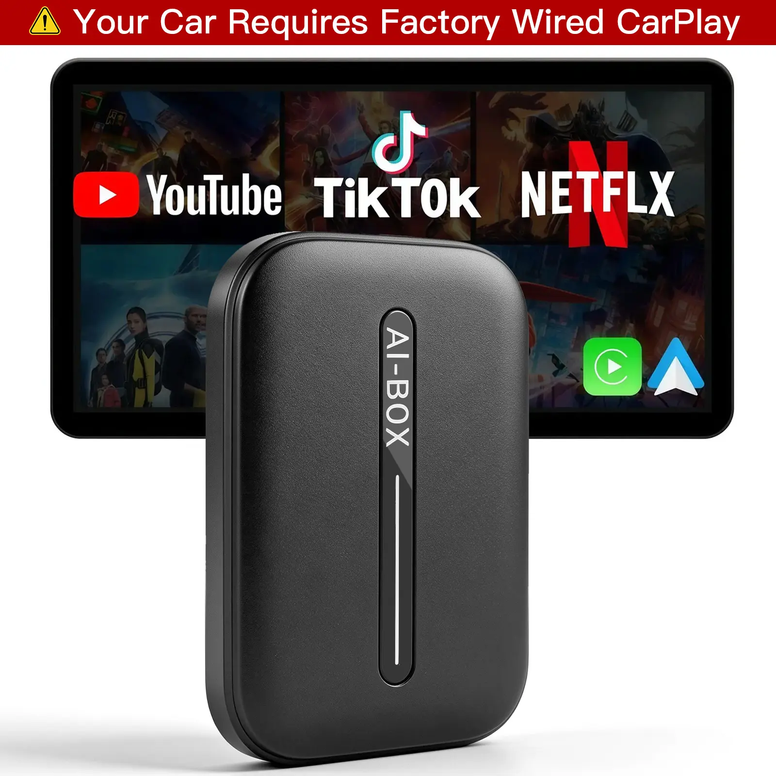 【WhyBox】2026 3-in-1 AiBox – Wireless CarPlay, Android Auto & Android 12 | Stream Netflix, YouTube & TikTok on Your Factory Touchscreen (Hotspot Required) | ONLY for Wired CarPlay/CHECK COMPATIBILITY