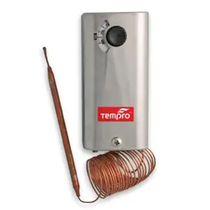212 MAIN Tempro TP505 Line Voltage SPST Thermostat with Extended Sensor, 60 in. Bulb, Steel Housing, -30 to 90 Degree F Temperature Range for Reptile & Amphibian Refrigeration Needs