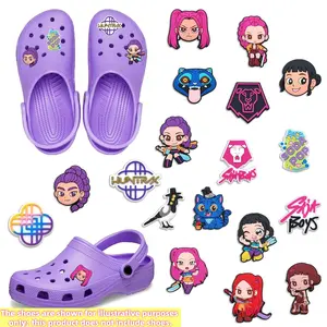 18pcs Kpop Demon Hunters Shoe Flower Buckles, DIY Craft Supplies, PVC Material, Shoe Decoration, Clog Patterns, Handmade Accessories, Shoe Charms Set