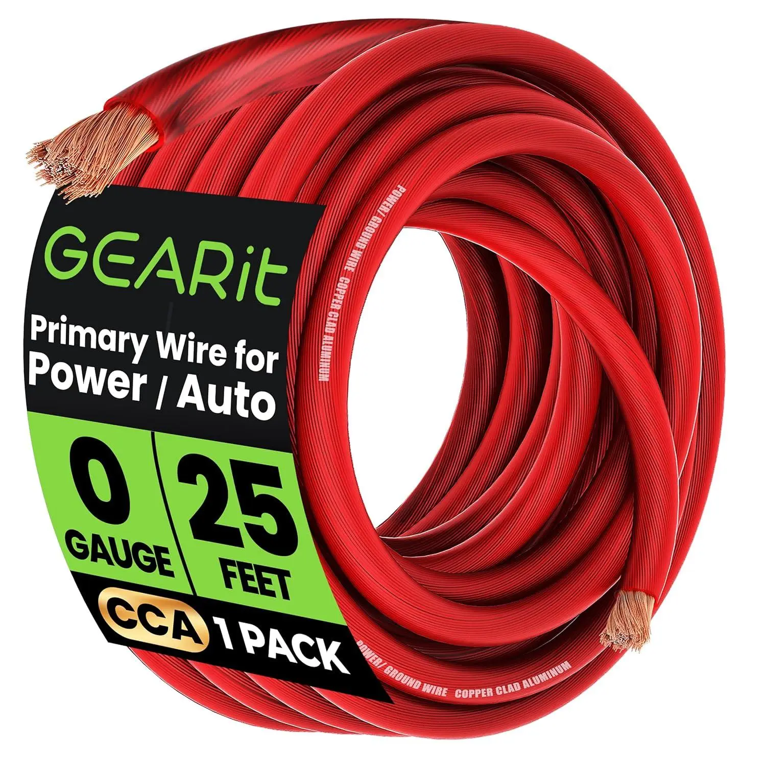 Heavy Duty 0 Gauge Amp & Battery Power Cable (25 Feet, Red)
