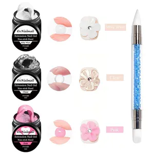 4pcs Non-Stick Solid Gel Set with Double-Headed Pen, 3D UV Nail Gel Kit for Nail Embossing & Sculpting, DIY Manicure at Home