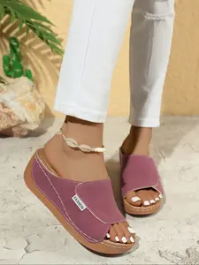 Summer New Comfortable Wedge Heel Thick Sole Women Sandals, Simple Elegant Large Size Fashion Casual Shoes, PU Leather Rubber Soles