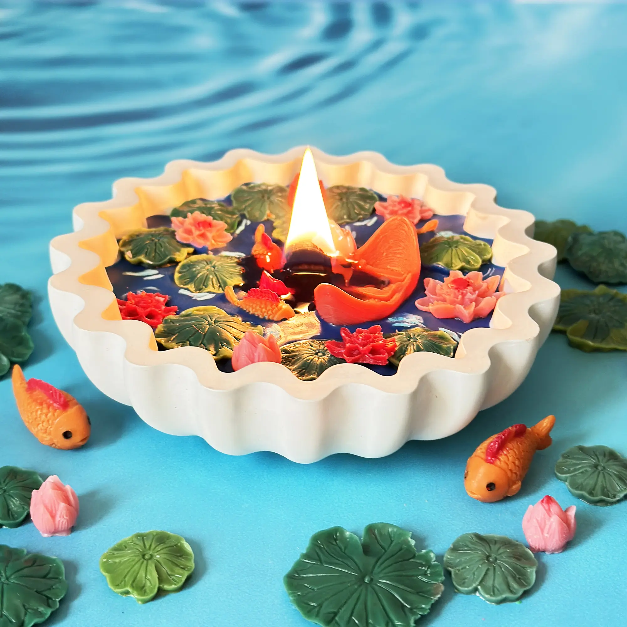 Lumiine Lotus Pond Soy Candle Home Decor Handmade Unique Gift for Her Flower Candle Birthday Gift