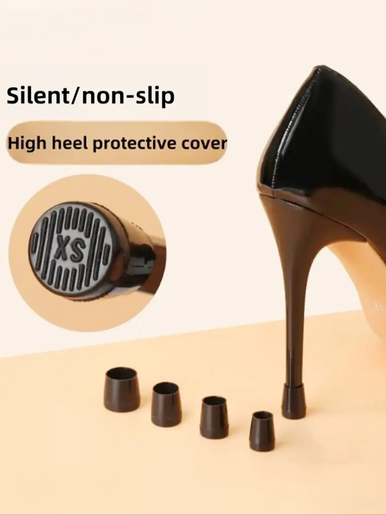8 Pairs Round Heel Covers, Anti-Slip High Heel Protectors For Shoes, Silent Heel Cushions, Fine Heel Repair Sleeves, All-Season Solid Design, Shoe Non Slip Protector