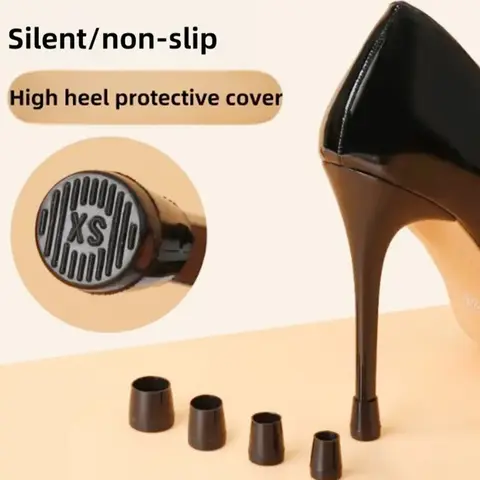 8 Pairs Round Heel Covers, Anti-Slip High Heel Protectors For Shoes, Silent Heel Cushions, Fine Heel Repair Sleeves, All-Season Solid Design, Shoe Non Slip Protector