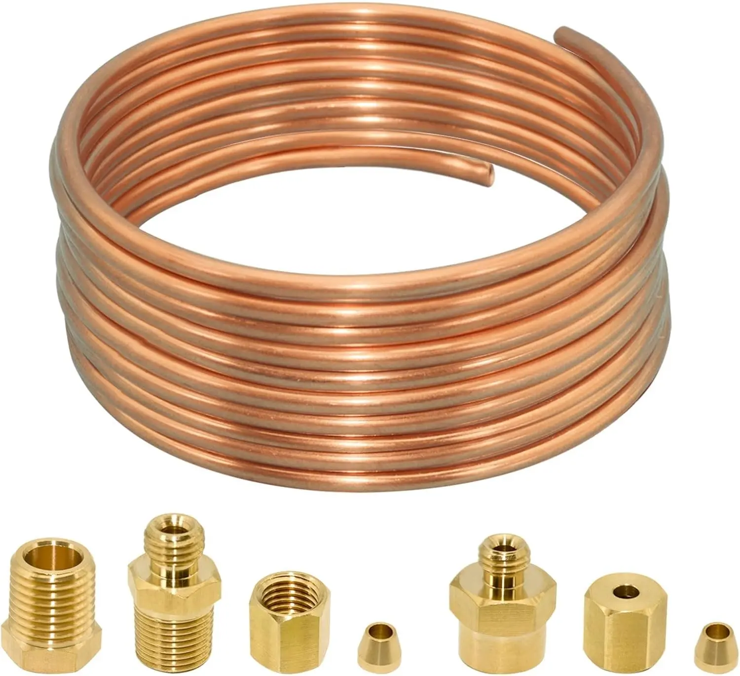 72'' Oil Pressure Gauge Tubing Kit, Set of Copper Tube and Threaded Parts Universal Fit