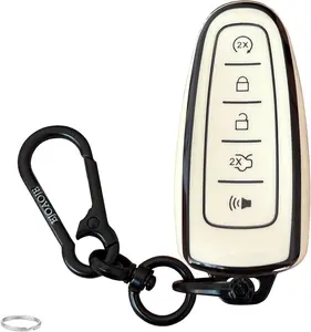 Smart Key Protective Shell for Ford Key Fob Cover with Keychain Fits for Ford Edge Escape Expedition Explorer Focus Taurus Lincoln MKS MKT MKX Remote Key Vehicle Accessories