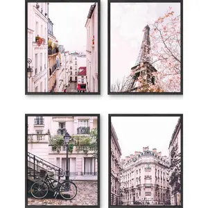 Paris Views Set of 4 - Artistic Wall Decor Print for Room Aesthetic and Vibe