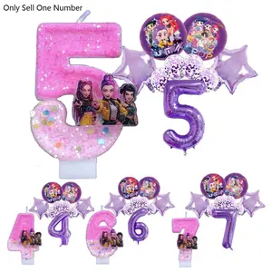 Cartoon Hunting Girl Birthday Candle and Balloon, Digital Festival Cake Party Candle Balloon, Cake Decoration, Festival Celebration, Best Festival Supplies, Anime Character Design Charm, 4/5/6/7 Anniversary Decoration