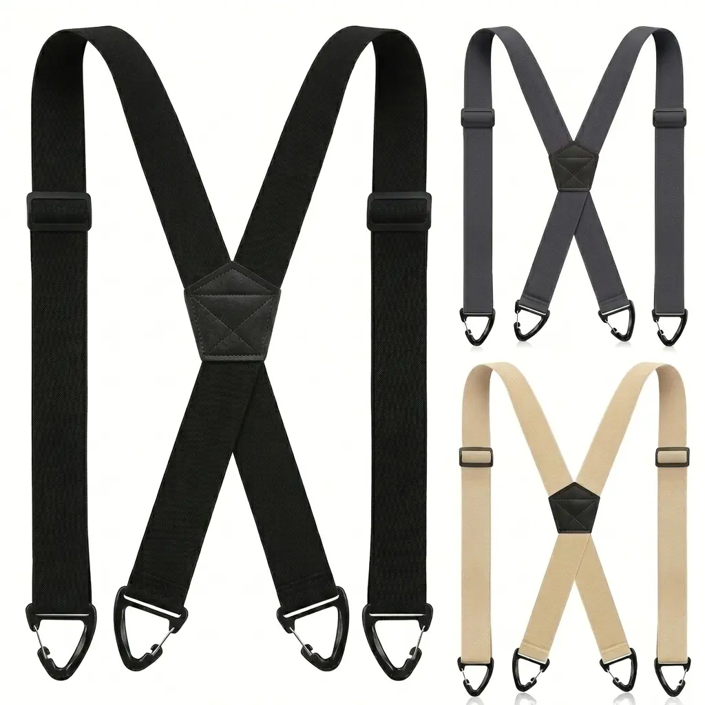 1.5" Width Heavy Duty X-Back Hidden Suspenders for Men - Men's Work Accessories, Strong Elastic, No-Slip Adjustable Straps, Under-Clothing Comfort, Weight Distribution Work Safety Equipment
