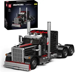 Mould King 10037 Flatbed Semi Truck Heavy Duty Tow Truck Building Set Collectible Road Trailer Car Model Toys for 14+ Kids and Adult