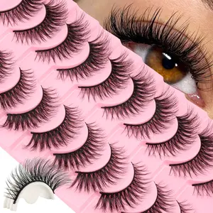 10 Pairs Plush False Eyelashes, Dense Long 3D Lashes, Reusable Soft Lightweight Mink-Like Strips, Perfect for Attractive Eye Makeup