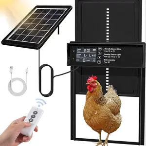 Solar Chicken Coop Door, 1 Set Enclosed Automatic Chicken Door Solar Powered & Usb Charging, Auto Chicken Enclosure Door 4 Modes with Timer & Light Sensor & Remote Control, Pet Products, Sliding Door, Animal, Outdoor Chicken Cage