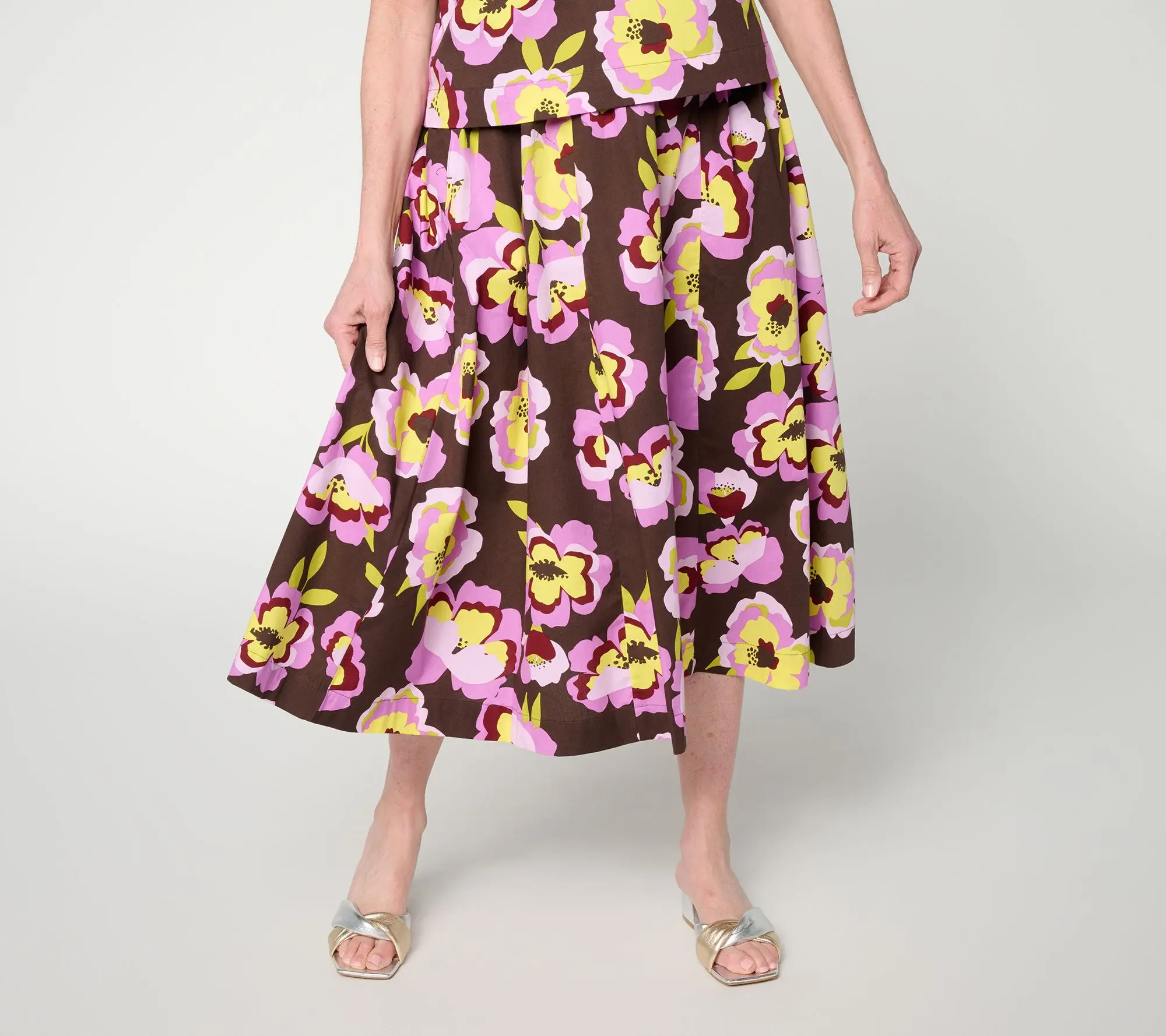 Carla Rockmore Collection Petite Printed Poplin Midi Skirt