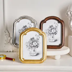 Resin Photo Frame with Silver Color Border, Curved Door Design, Sturdy Frame Design, Multi-Color Options, Home Desk Decor, Bedroom Office Decoration