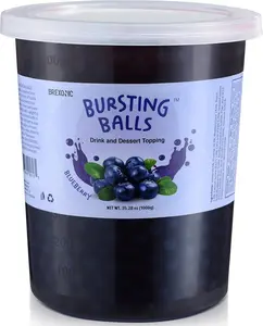 Popping Boba Pearls Bursting Tea Balls Drink & Dessert Topping Strawberry Mango Blueberry Passion Fruit Flavored Bubble Tea Tapioca Pearls (Blueberry, 2 LB 1 Pack)