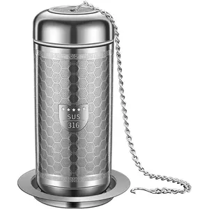 Tea Strainers for Loose Tea, Extra Fine Mesh Tea Infuser, 316 Stainless Steel & Updated Slim Threaded Lid, Loose Leaf Tea Steeper for Black Tea, Rooibos, etc (1 Pack - Large)