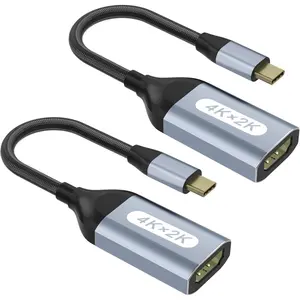 USB C to HDMI Adapter 4K@60Hz, Thunderbolt Adapter, Type C HDMI Converter, USB-C Cable Converter, Compatible with Laptop MacBook Pro/Air, iPhone 15, Dell, HP, Pixelbook, Thinkpad, Surface, Etc(2 Pack)