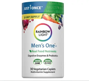 Rainbow Light Mens Multivitamin One + | 30 Caplets | Real Food Nutrients, Digestive Enzymes & Probiotics Bathroom