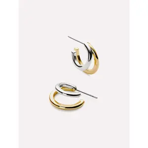 Double Hoop Earrings - Scarlett Two Tone