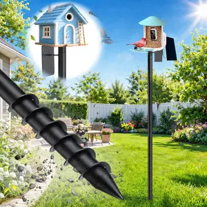 DEROFIT Heavy Duty Bird House Pole - Bird Feeding Station Accessory, 14-Inch Adjustable Auger Anchor, Rust & Weather-Resistant Stainless Steel, Tool-Free Installation, Supports Birdhouses & Smart Cameras