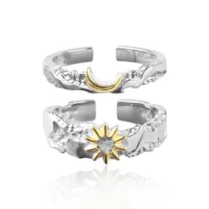 Sun and Moon Couple Rings A pair of gifts for girlfriend and boyfriend open rings