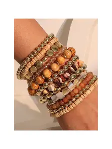 12pcs Boho Style Beaded Bracelet Set, Fashion Handmade Beaded Bracelet for Women & Girls, Casual Trendy Accessories for Party & Daily Outfit Decor, Bohemian Stackable Bracelets, Charming Forever