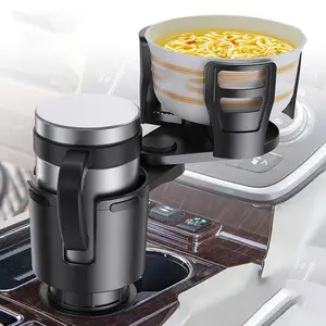 Upgrade Dual Cup Holder Expander, 2 in 1 Multifunction Cup Holder for Car with Lock, 360° Rotating Car Cup Drink Holder with Adjustable Base, Cupholder Expander for Large Water Bottles, Cups