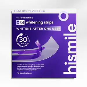 Hismile V34 Whitening Strips, Teeth Whitening Strips, Purple Tooth Whitening, Tooth Stain Treatment, Combining Whitening and Colour Correction