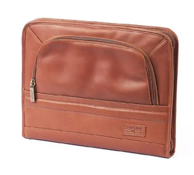 Claire Chase Executive Leather Portfolio, 17-Inch Professional Business Document Case with Zipper and Organizer Pockets, No