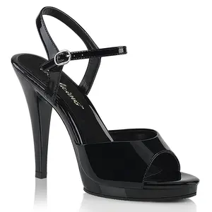 Women's Formal Decor Platform Sandals - 4-in Heel, Buckle-Closure Footwear, FLAIR-409 Black Patent Leather Shoes