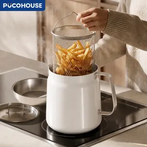 Food-Grade 304 Stainless Steel Oil Pot Set (Including Frying Basket And Fine-Mesh Oil Filter Screen), Heat-Resistant, Induction Cooker Compatible, Suitable For Oil Storage, Filtration & Frying, Large-Capacity And Multi-Functional