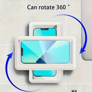 Waterproof Bathroom Phone Holder, 360° Rotating Touchscreen Design, Fog-Resistant, Easy Install, Detachable Suction Cup, Adjustable Angle, Abs Material