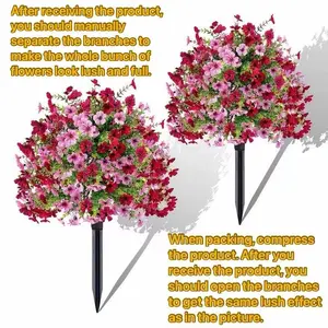 Two pink and magenta flower bouquets with stems, suitable for indoor and outdoor holiday decorations. They can be used as decorative elements in gardens or as Lifelike Artificial Flower for home decoration. The leaves are wind- and water-resistant.