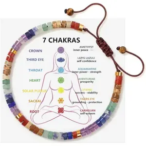 7 Chakra Bracelet for Women Natural Crystal Stone, Adjustable Meditation Beaded Bracelet, Yoga Spiritual Jewelry Gift