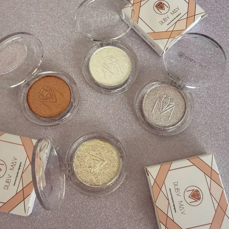 Ruby May Powder Highlighter - Single Color Glow Highlighter, Blendable Multi Dimensional Shimmer Cosmetic, Vibrant Pigment Positive Light Luminizer for Glowing Makeup, Single Colour Highlighter