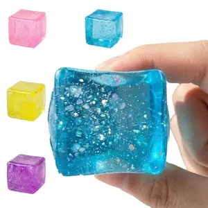 Aurora Cube Stress Ball - Ice-Shaped Slow Rebound Squishies, Maltose-Filled Soft Elastic Sensory Toy for Teenagers, Party & Daily Gift (Home & Festive Party Supplies)
